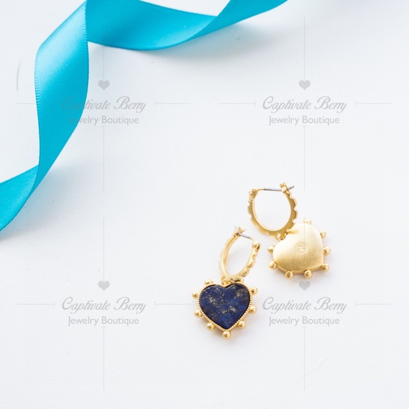 Tory Burch Semi-Precious Heart Charm Earrings - Picture 4 of 4